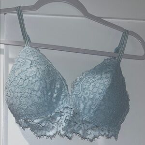 Gillian & OMalley Lace Triangle Bralette in Light Blue